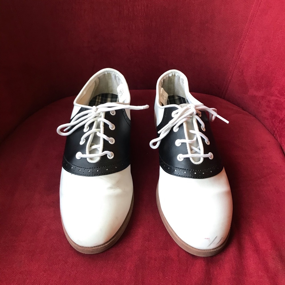Black and white saddle shoes
